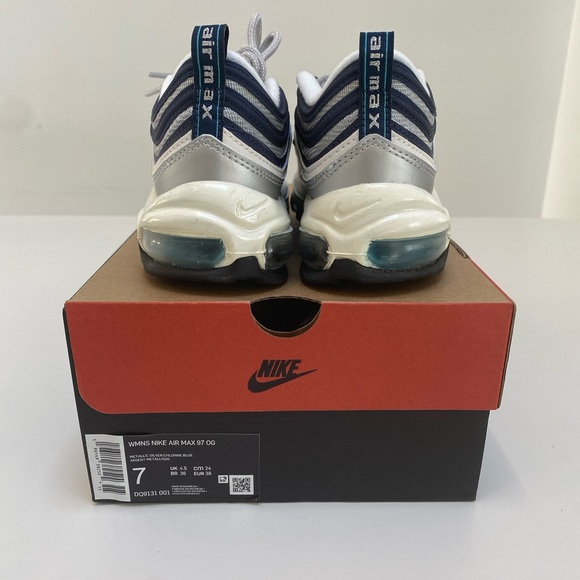 Nike Women’s Air Max 97 OG in Metallic Silver/ Chlorine Blue sz 7US New in Box - Picture 7 of 8
